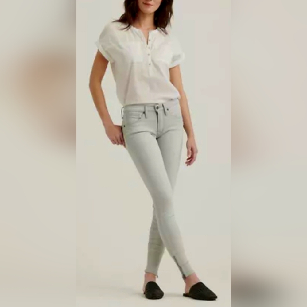 Lucky Brand Women's Stressless Blouse Cotton/Viscose White Henley Neck XL - Picture 8 of 16